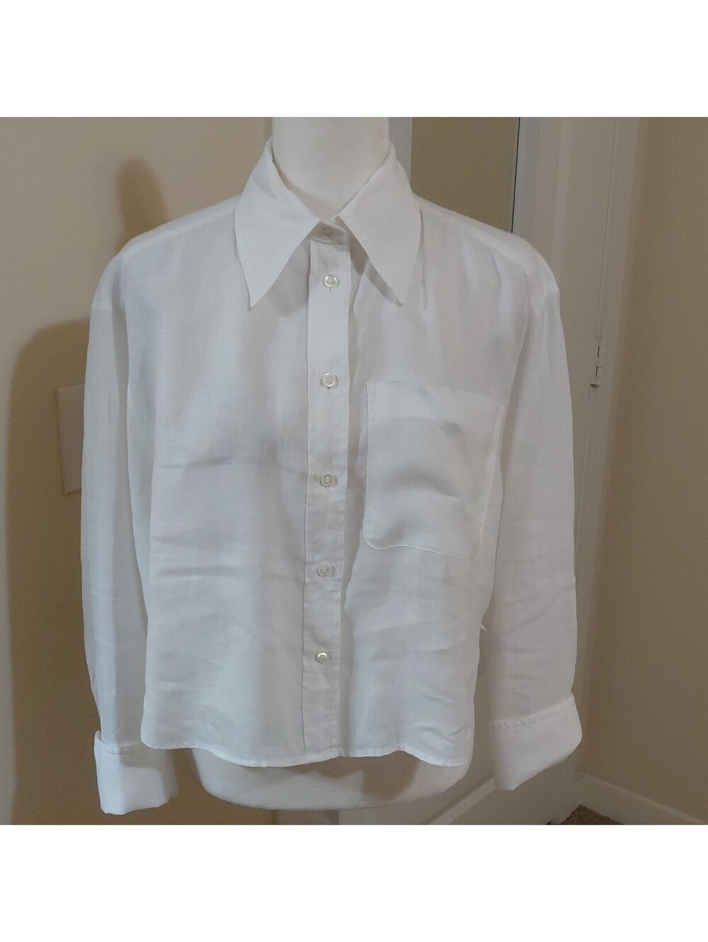Banana Republic Womens Linen Woven Button-Up Collared Long Sleeve Shirt XS #926
